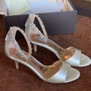 Cream Jeweled Badgley Mischka Kitten Heel